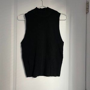 Zara Ribbed Sleeveless Mock Neck Top
